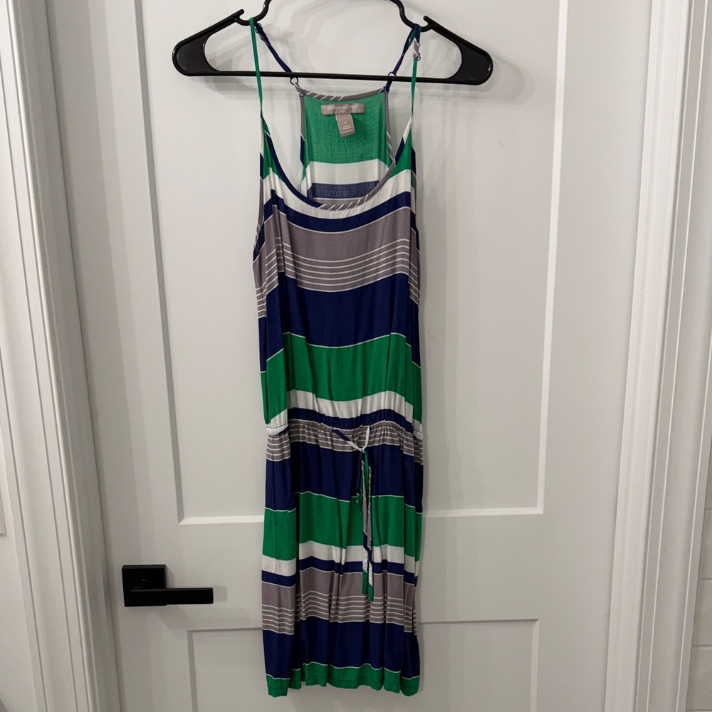 Banana Republic Green and Blue Striped Midi Dress